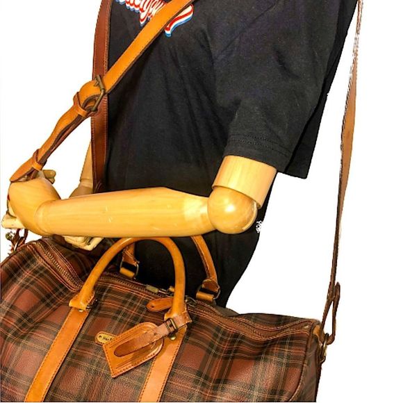 RALPH LAUREN Tartan Plaid Boston Duffle Travel Tote Shoulder Bag 40cm - Picture 3 of 16